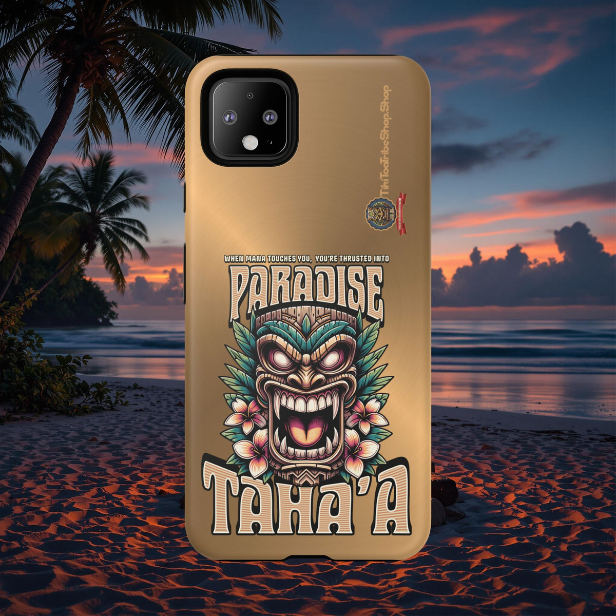 Tahaa – Coque Antichoc Premium « Tiki Féroce » | Design Tribal & Protection Maximale