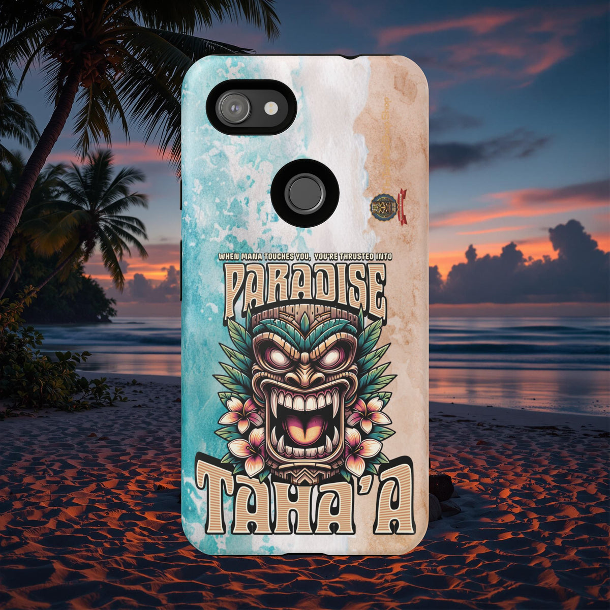 Tahaa – Coque Antichoc Premium « Tiki Féroce » | Design Tribal & Protection Maximale