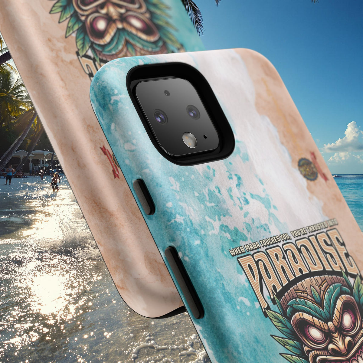 Tahaa – Coque Antichoc Premium « Tiki Féroce » | Design Tribal & Protection Maximale