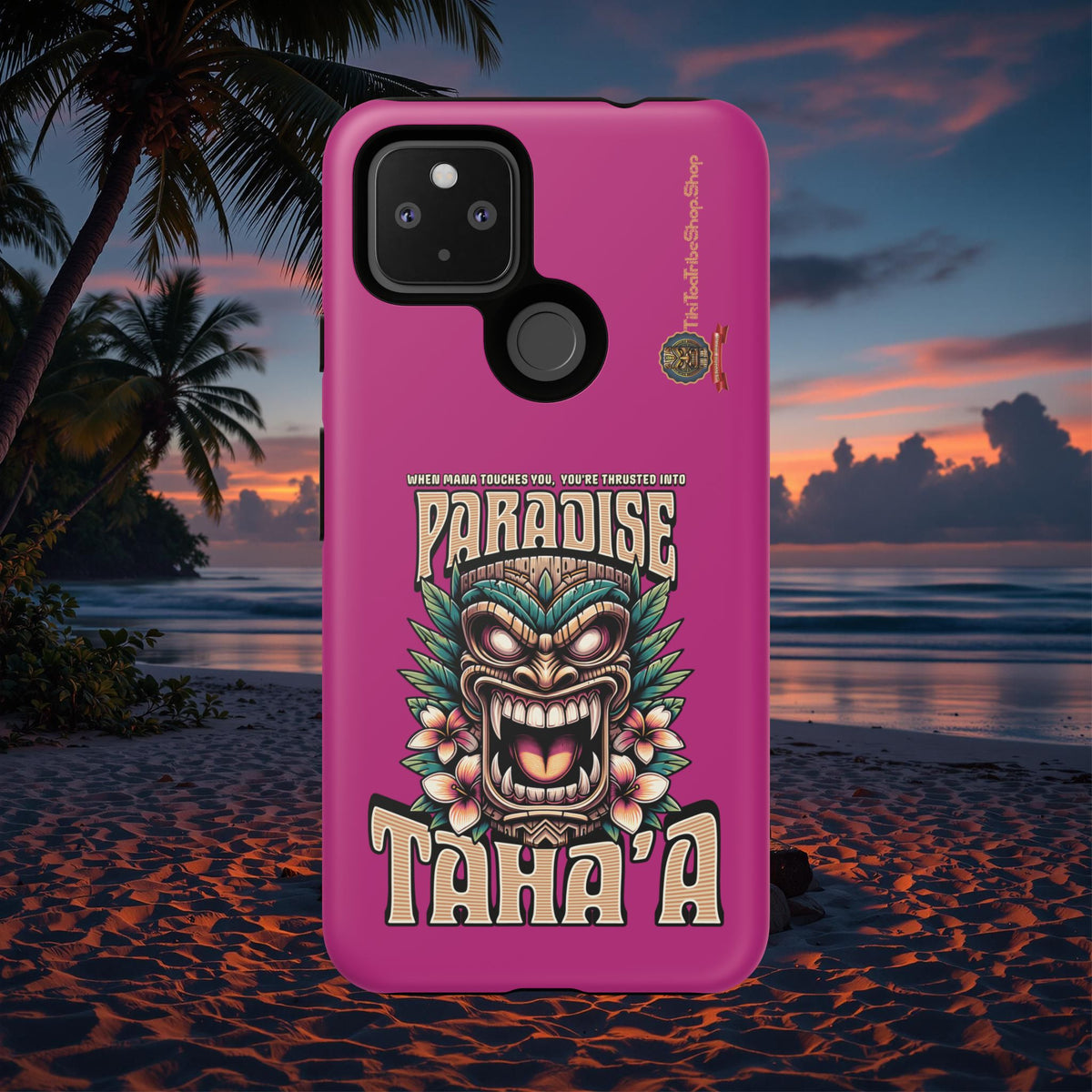 Tahaa – Coque Antichoc Premium « Tiki Féroce » | Design Tribal & Protection Maximale