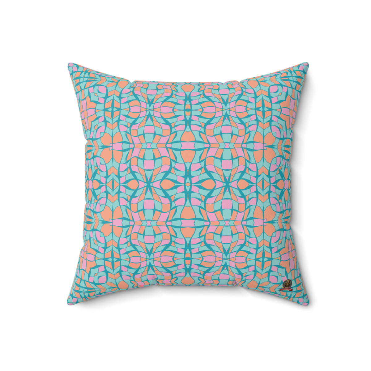 Geometric Abstract: Coral Turquoise Deco