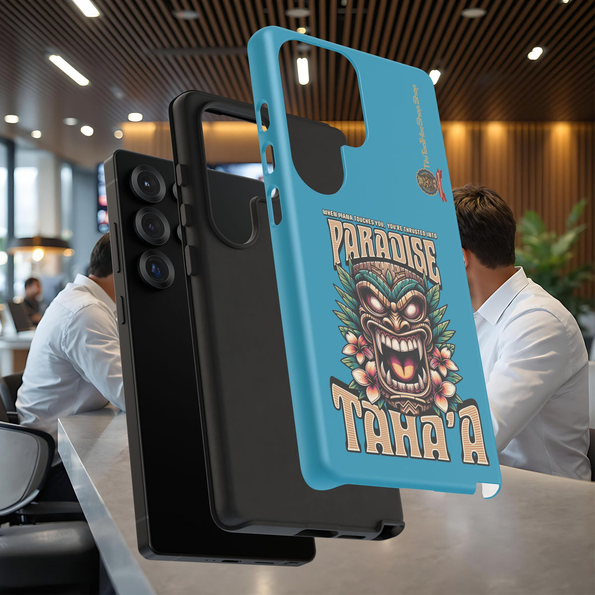 Tahaa – Coque Antichoc Premium « Tiki Féroce » | Design Tribal & Protection Maximale