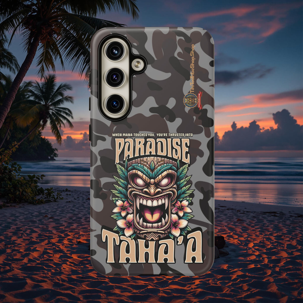 Tahaa – Coque Antichoc Premium « Tiki Féroce » | Design Tribal & Protection Maximale