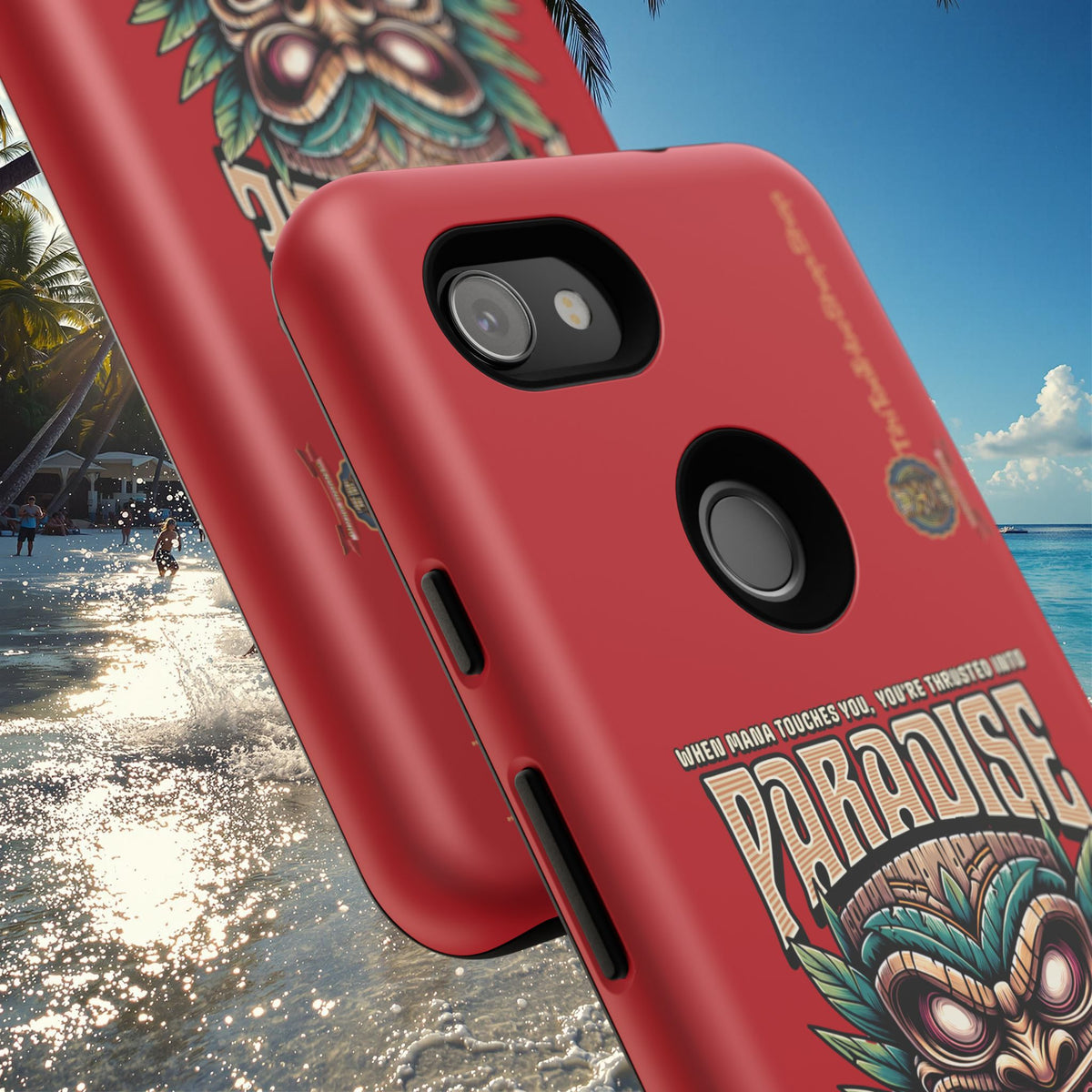 Tahaa – Coque Antichoc Premium « Tiki Féroce » | Design Tribal & Protection Maximale