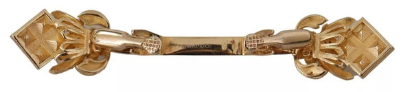 DOLCE &amp; GABBANA COLLAR PIN BROOCH in 925 Sterling Silver Gold Plated and Multicolor Crystals