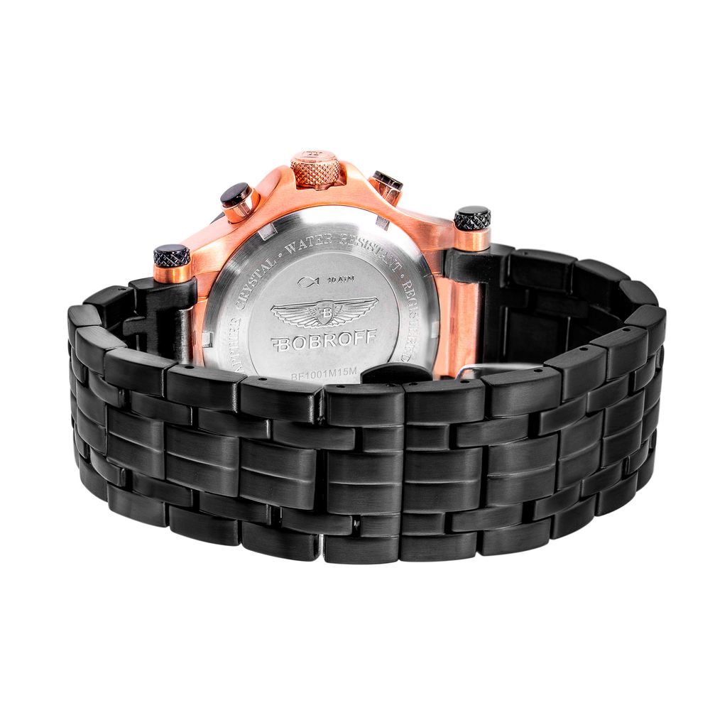 BOBROFF Montre Acier Noir Cadran Fibre Carbone Chrono
