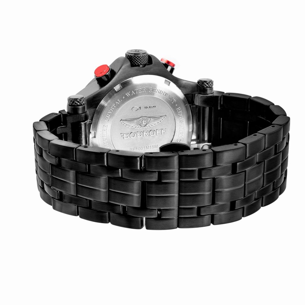 BOBROFF Montre Quartz Noire Acier Inoxydable Homme - Résistance 10 ATM.