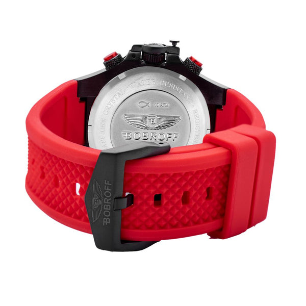 BOBROFF Black Steel Watch with Elegant Racing Dial