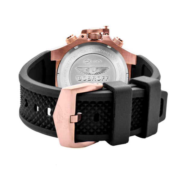 BOBROFF Unisex Sports Quartz Watch Black &amp; Rose Gold