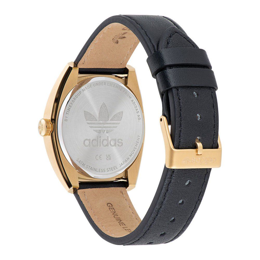 ADIDAS  Montre pour Femme - Cadran Noir Vaste Logo et Bracelet en Cuir Noir