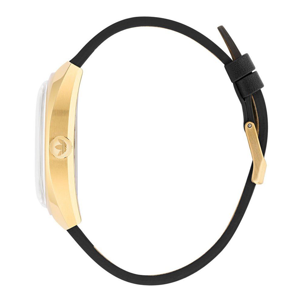 ADIDAS  Montre pour Femme - Cadran Noir Vaste Logo et Bracelet en Cuir Noir