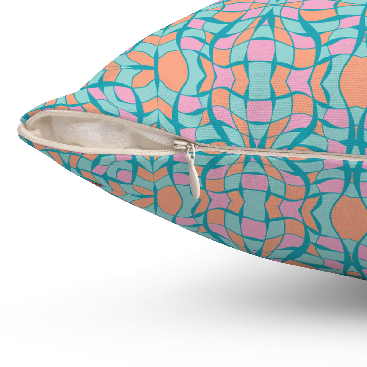 Geometric Abstract: Coral Turquoise Deco