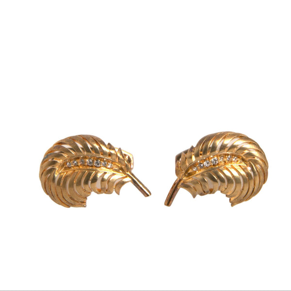 Boutons de Manchette Dolce & Gabbana "Feuille Scintillante" en Argent 925 Doré et Cristal