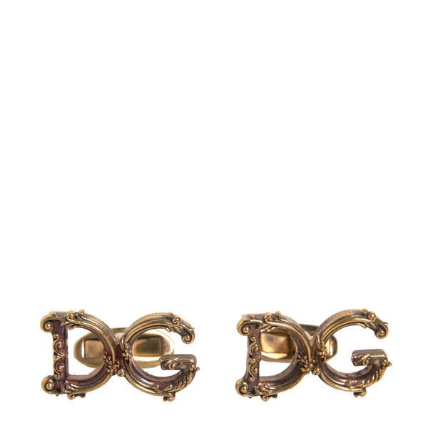 DOLCE & GABBANA Boutons de Manchette "Logo DG Baroque" en Argent Sterling 925 Doré