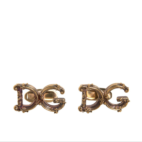 Boutons de Manchette Dolce & Gabbana "Logo DG Baroque" en Argent Sterling 925 Doré