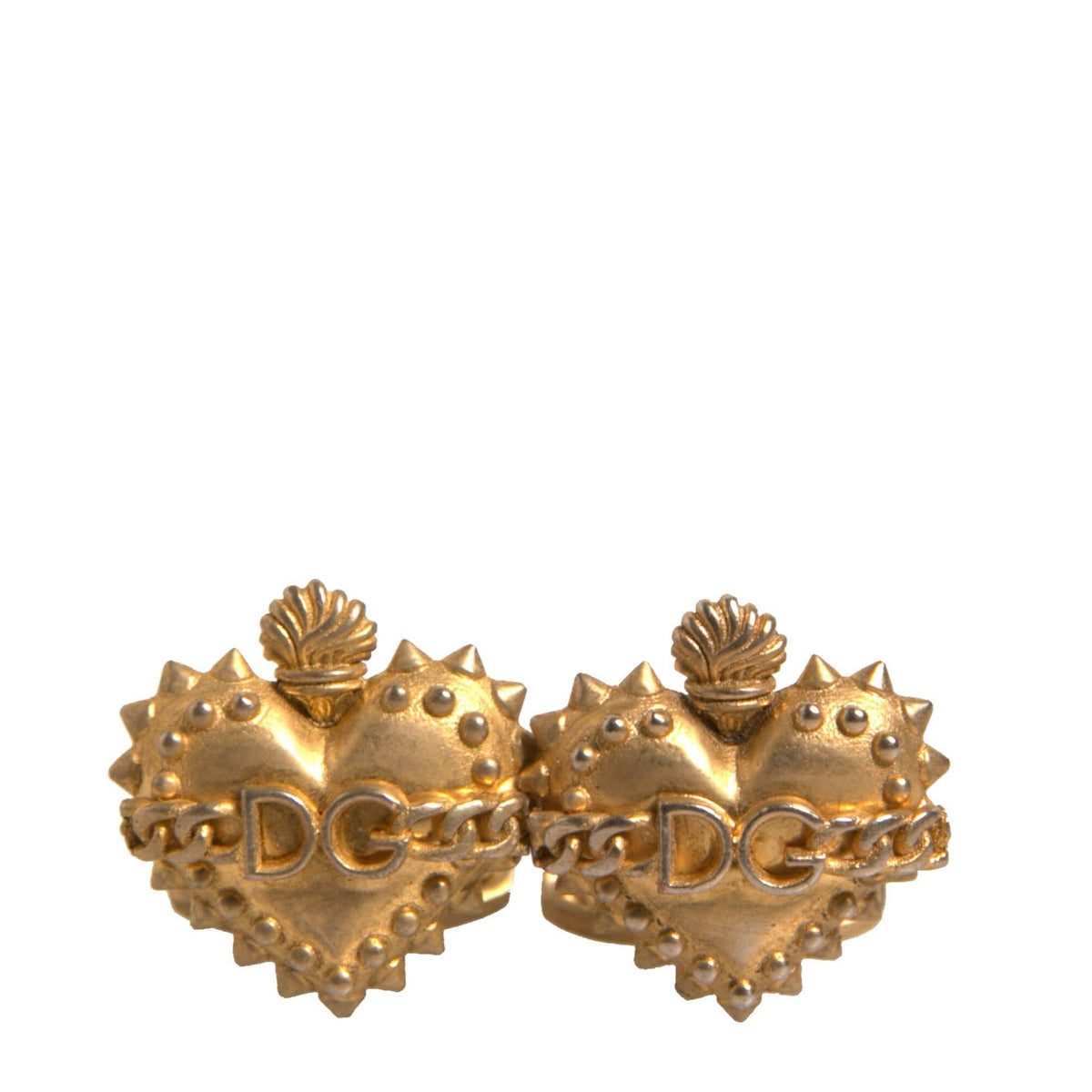 Boutons de Manchette Dolce & Gabbana "Cœur Sacré DG" en Laiton Doré