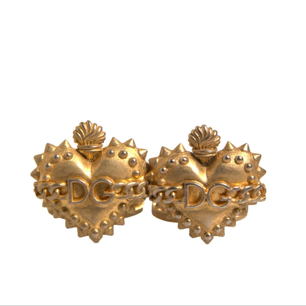 Boutons de Manchette Dolce & Gabbana "Cœur Sacré DG" en Laiton Doré