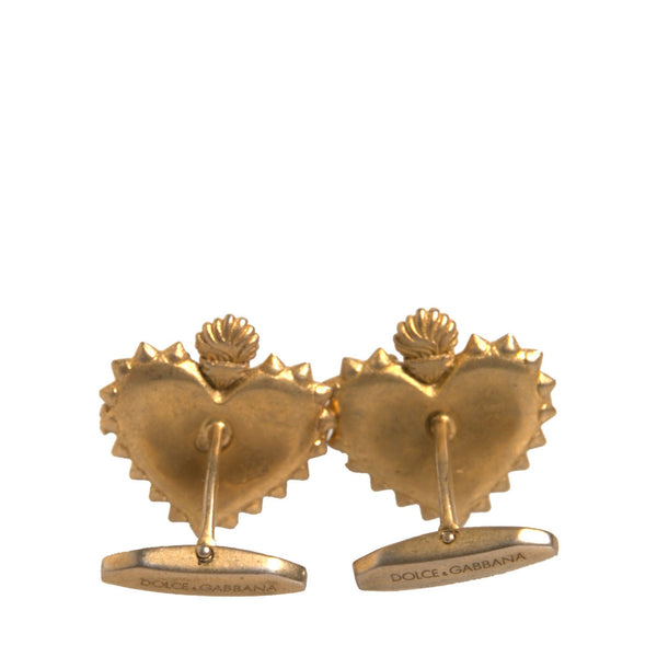 Boutons de Manchette Dolce & Gabbana "Cœur Sacré DG" en Laiton Doré