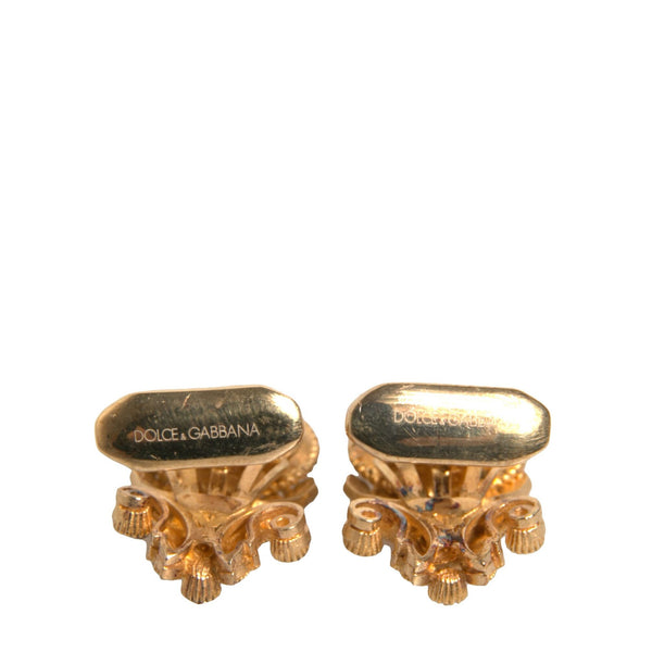 Boutons de Manchette Dolce & Gabbana "Cristal Ovale & Ornement Doré"