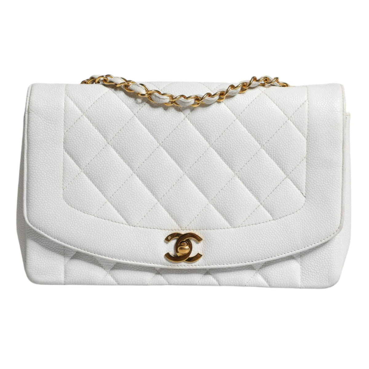 CHANEL SAC À ÉPAULE DIANA EN CUIR BLANC - L'Iconique de la Marque