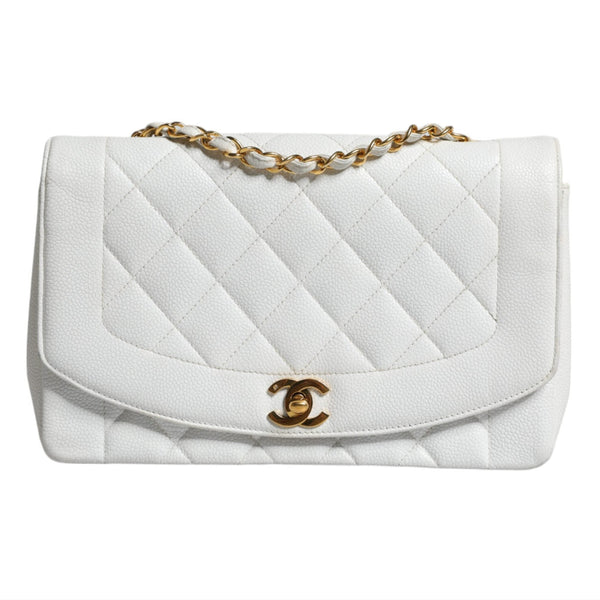 CHANEL DIANA SHOULDER BAG IN WHITE LEATHER - The Brand's Icon