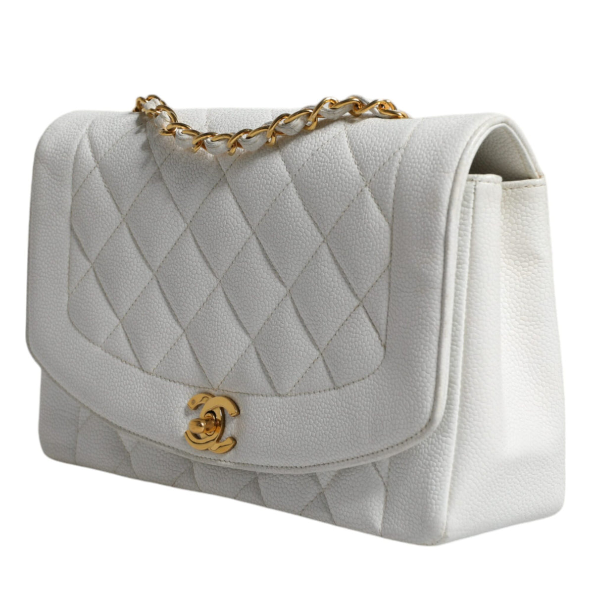 CHANEL SAC À ÉPAULE DIANA EN CUIR BLANC - L'Iconique de la Marque
