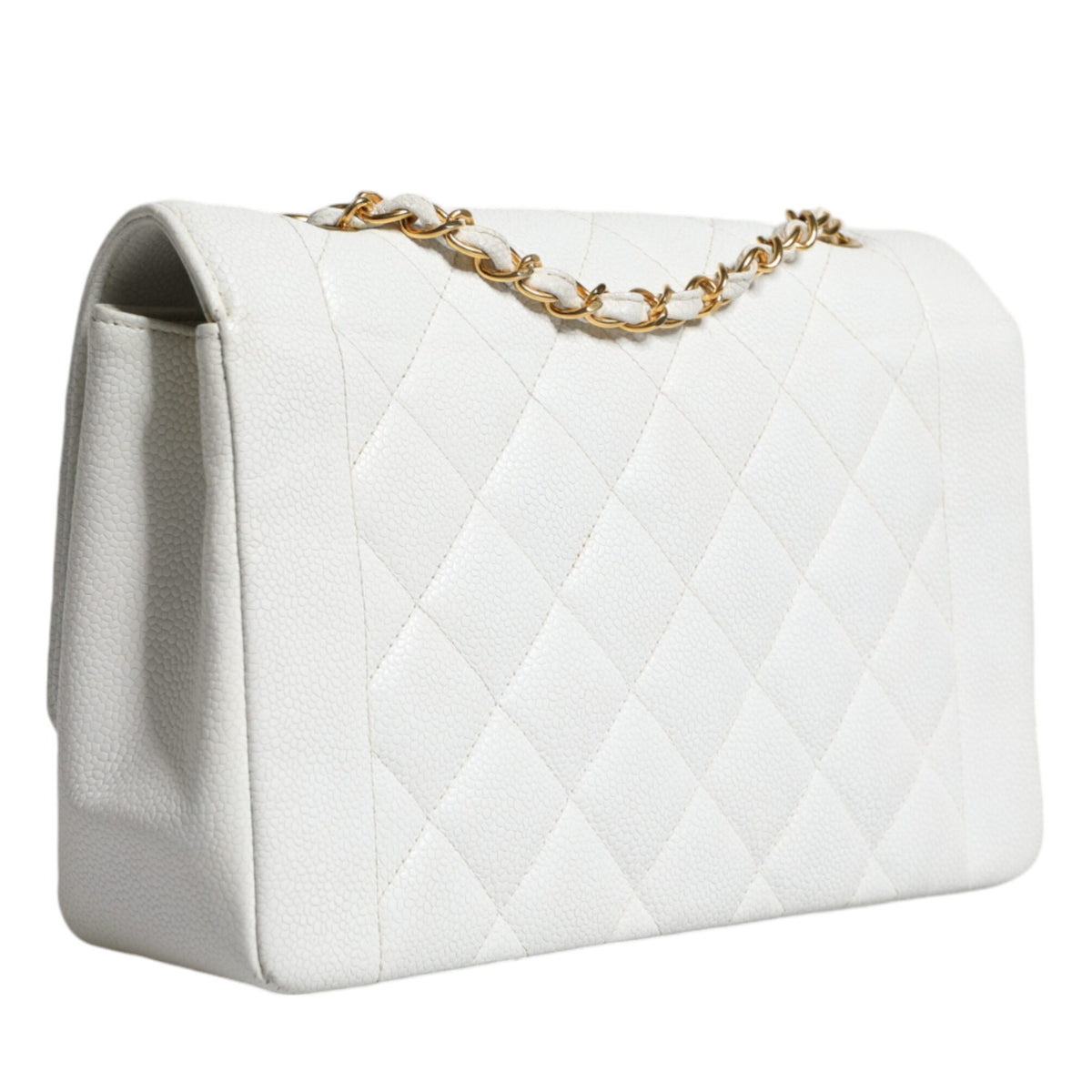 CHANEL SAC À ÉPAULE DIANA EN CUIR BLANC - L'Iconique de la Marque