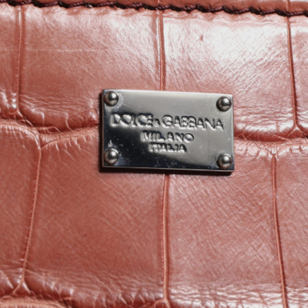 Dolce &amp; Gabbana Bordeaux Croc Leather Logo Plaque Men Briefcase Bag