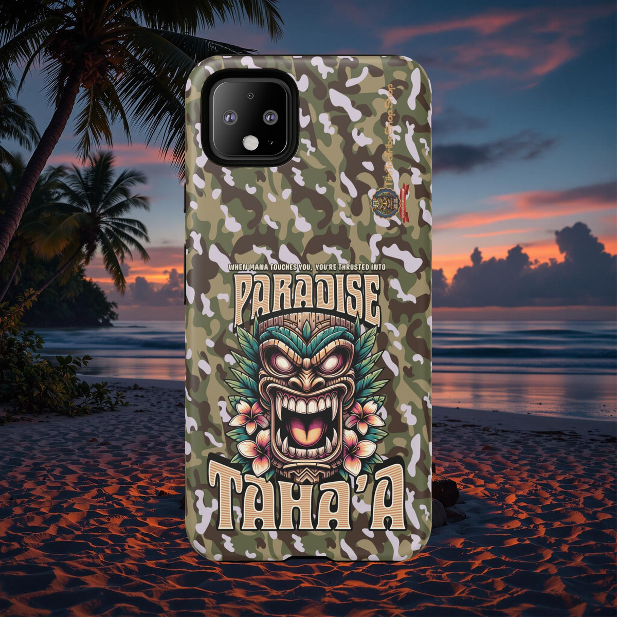 Tahaa – Coque Antichoc Premium « Tiki Féroce » | Design Tribal & Protection Maximale