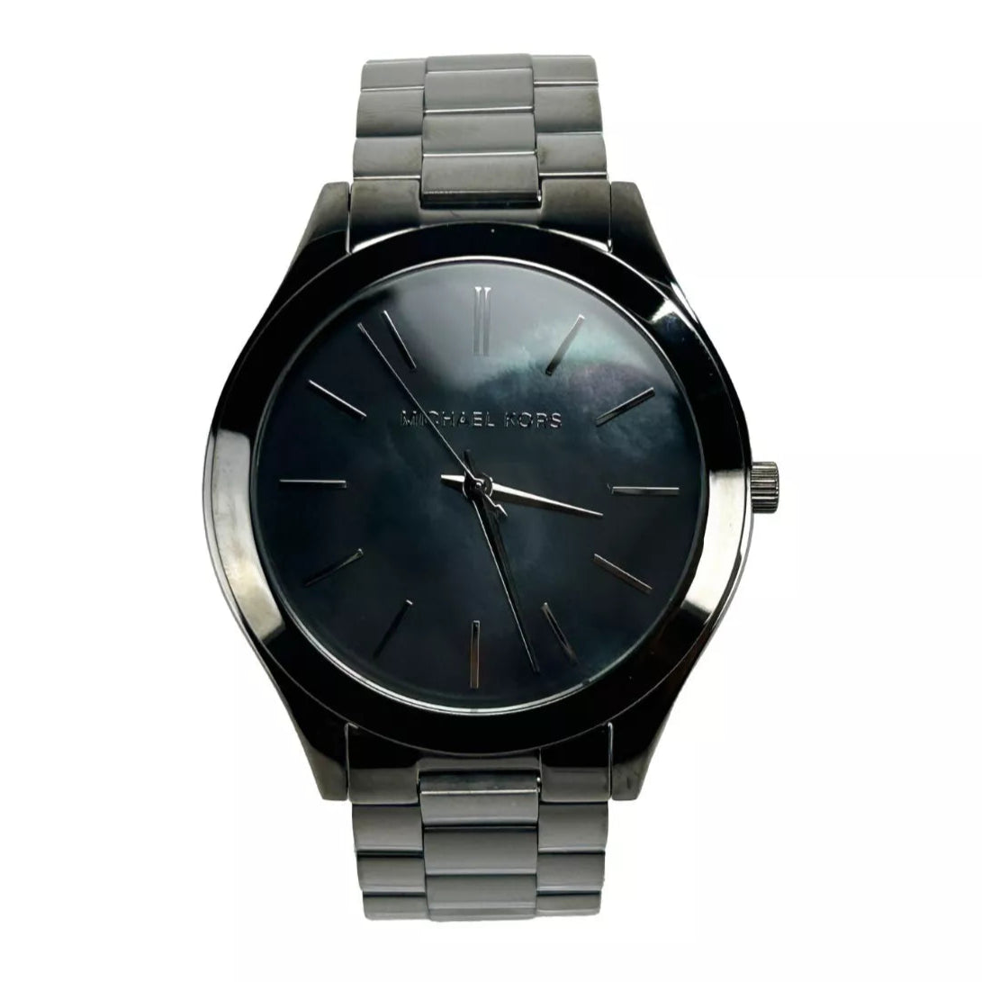 MICHAEL KORS Montre Unisexe Slim Runway Acier Inoxydable Gunmetal - Élégance Minimaliste