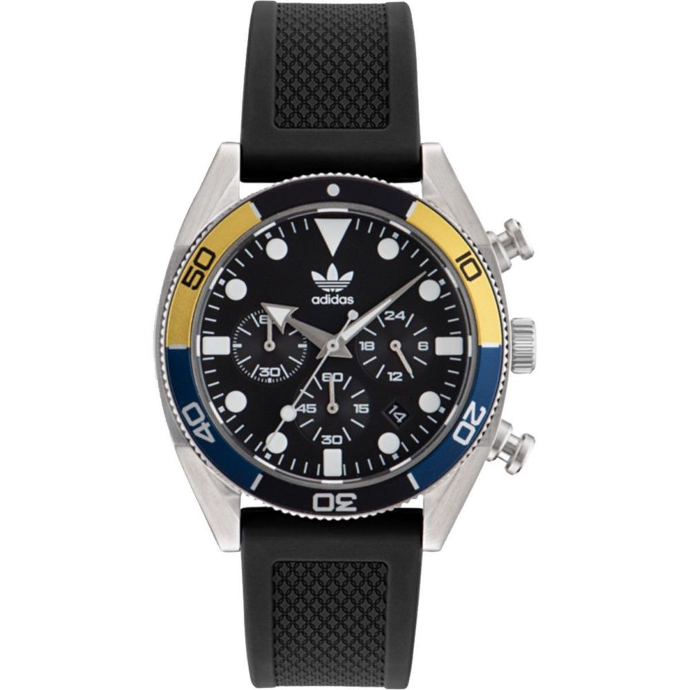 Adidas Men's Two Day Chronometer Edition Watch - Black Dial and Black Silicone Strap