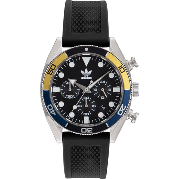Adidas Men's Two Day Chronometer Edition Watch - Black Dial and Black Silicone Strap