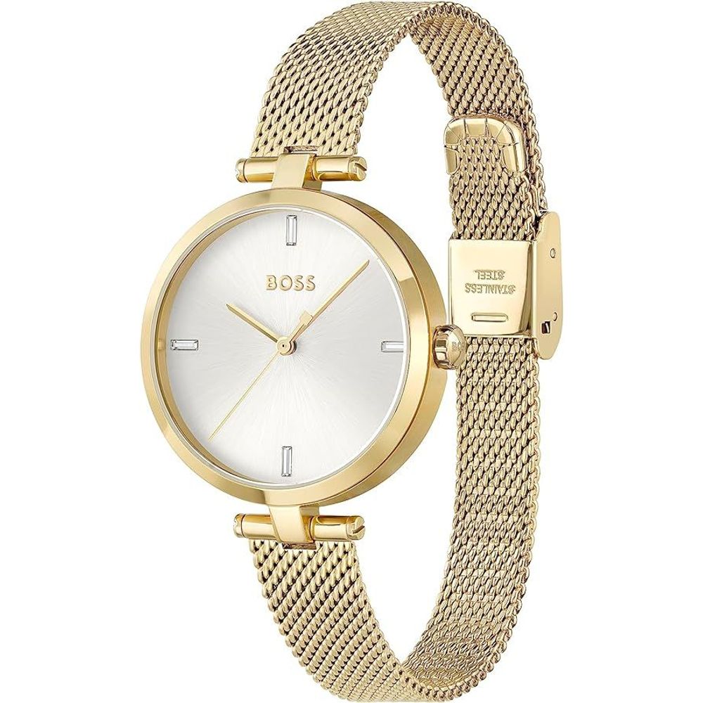 HUGO BOSS Women's Watch with White Dial and Gold Case - Chic, Refined and Luminous