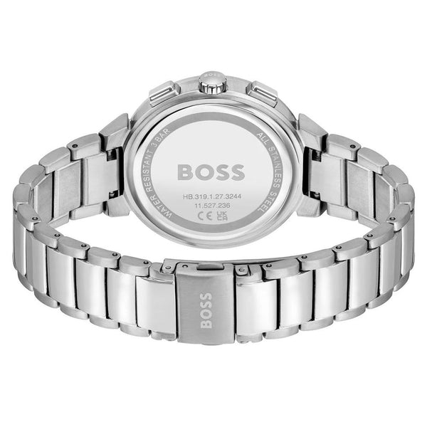 HUGO BOSS Women's "Classic Sport" Watch in Silver Stainless Steel - Gold Dial and Crystals