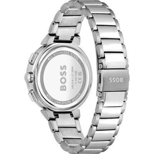 HUGO BOSS Women's "Attitude" Watch in Silver Stainless Steel - Turquoise Dial and Crystals