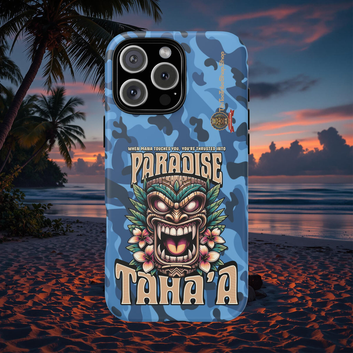 Tahaa – Coque Antichoc Premium « Tiki Féroce » | Design Tribal & Protection Maximale
