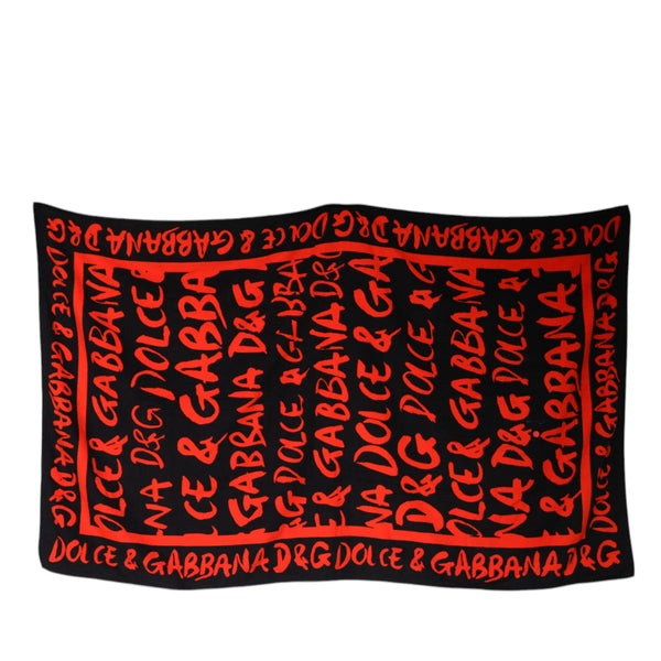 DOLCE & GABBANA Serviette de Plage Unisexe Noire et Rouge - "Déclaration Audacieuse"