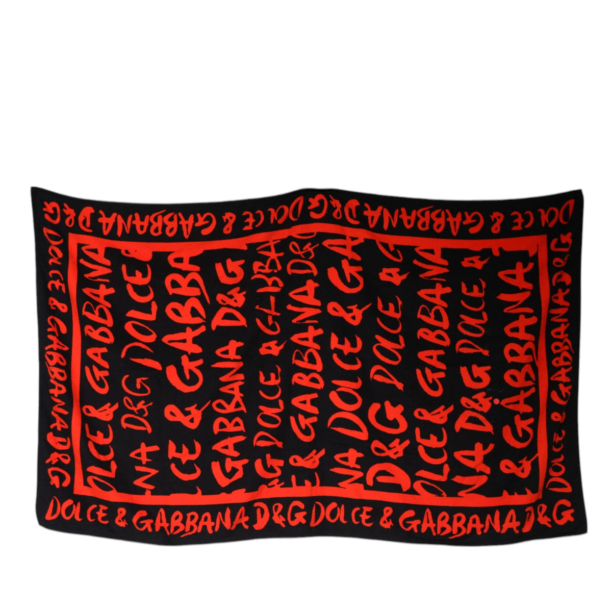 DOLCE & GABBANA Serviette de Plage Unisexe Noire et Rouge - "Déclaration Audacieuse"