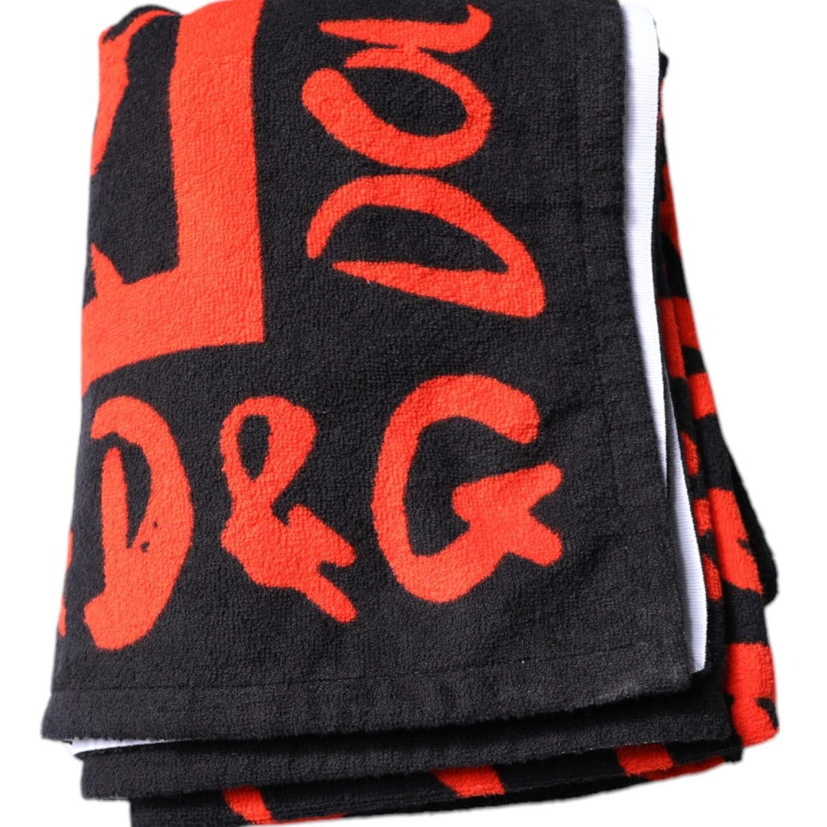 DOLCE & GABBANA Serviette de Plage Unisexe Noire et Rouge - "Déclaration Audacieuse"