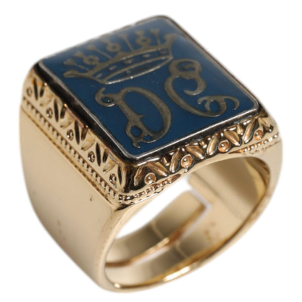 Dolce &amp; Gabbana "DG Crown" Adjustable Ring in 925 Sterling Silver Gold