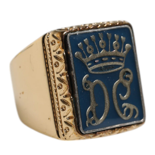 Dolce &amp; Gabbana "DG Crown" Adjustable Ring in 925 Sterling Silver Gold