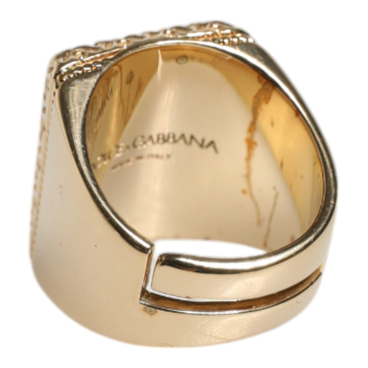 Dolce &amp; Gabbana "DG Crown" Adjustable Ring in 925 Sterling Silver Gold
