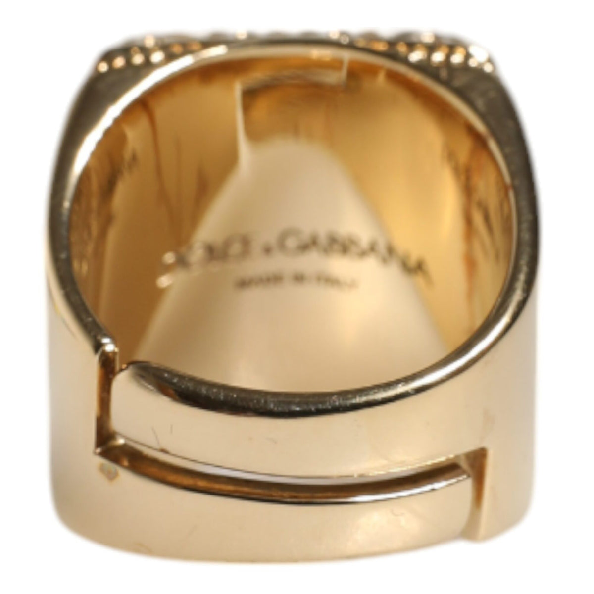 Dolce &amp; Gabbana "DG Crown" Adjustable Ring in 925 Sterling Silver Gold