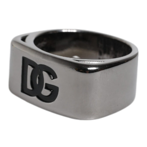Dolce &amp; Gabbana Silver Tone Brass Anello DG Logo Ring
