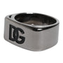 Dolce &amp; Gabbana Silver Tone Brass Anello DG Logo Ring