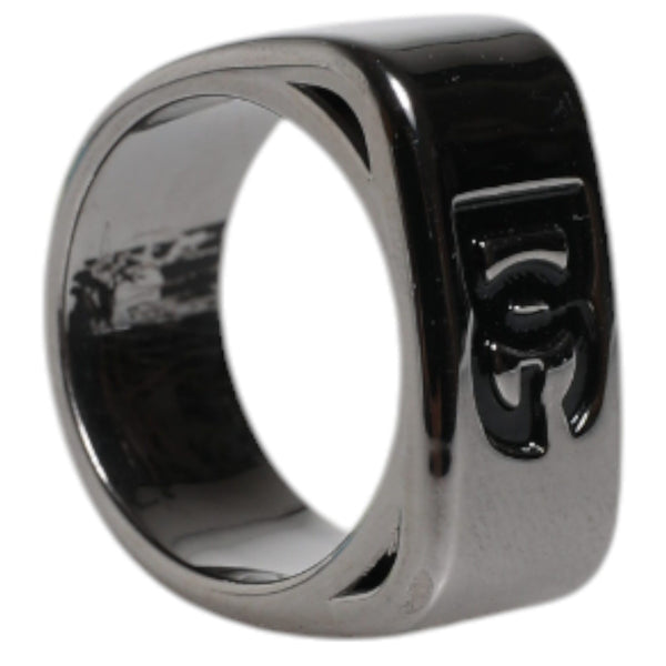 Dolce &amp; Gabbana Silver Tone Brass Anello DG Logo Ring