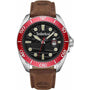TIMBERLAND CARRIGAN: Men's Watch Black Dial Red Bezel and Brown Leather Strap - 45mm