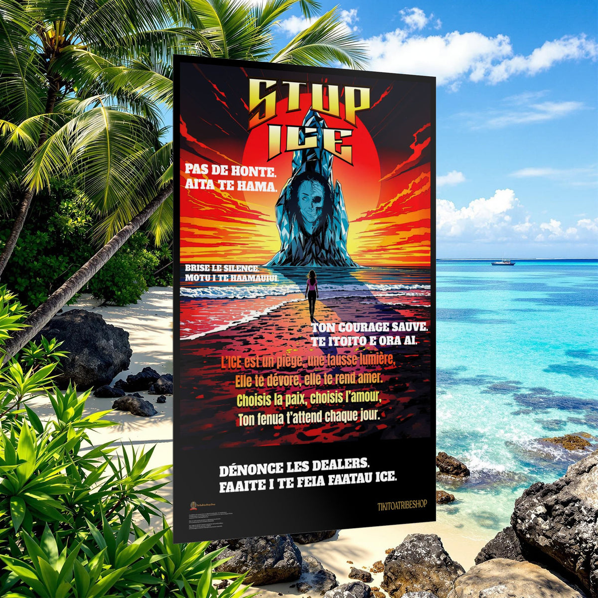 Posters Anti-ICE Polynésie – Affiches de Sensibilisation Contre la Drogue “Paruru i te ora – Brisons les chaînes de l’ICE”