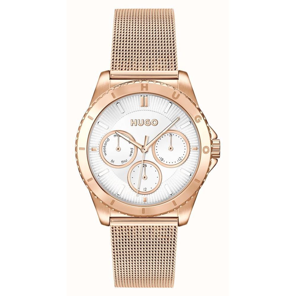 HUGO BOSS Women's "Dance" Watch in Rose Gold-Tone Stainless Steel - White Dial Multifunction