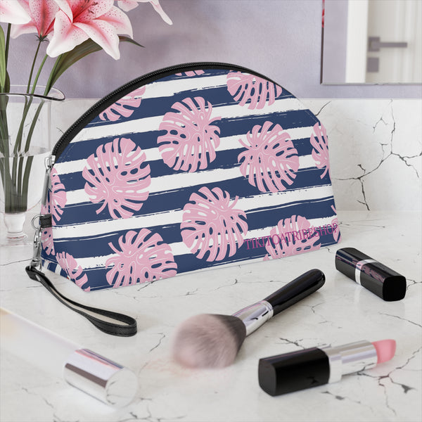 Trousse de Rangement Feuilles de Monstera & Rayures Marines